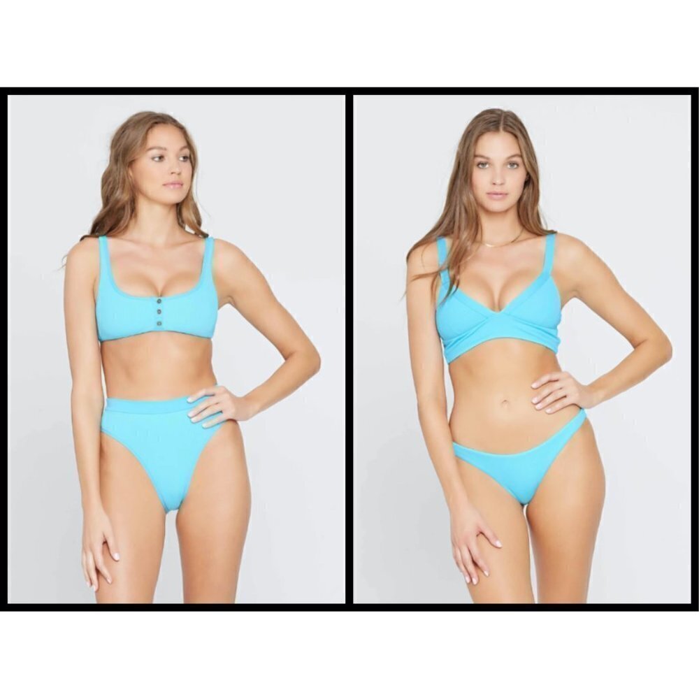💕L*SPACE💕 Henley Ribbed Bikini Aquarius XL NWT